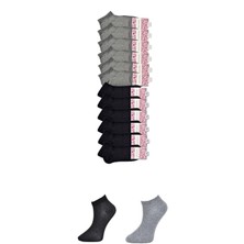 Liyuza Siyah ve Gri Kadın Bilek Çorap 12 Çift