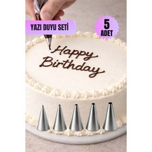 Van Vleck Paslanmaz Çelik Yazı Duyu Seti 5’li – Farklı Boy Pasta Yazı Uçları, Krema Süsleme Aparatı Seti