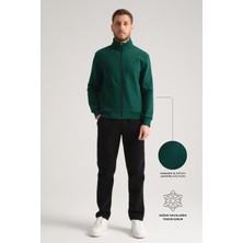 Yeşil Deluxe Kışlık Erkek Eşofman Takımı Dikiş Detaylı Regular Kalıp 3xl