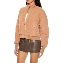 F21 Dolgulu Fermuarlı Bomber Ceket