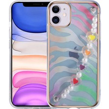 Büşra Ayhan iPhone 12 Uyumlu Bsay Pilla Kapak-Pembe-Yeşil