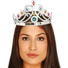 Akinco Gümüş Renk Plastik Prenses Tacı Kraliçe Tacı 60 cm