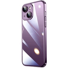 Büşra Ayhan iPhone 14 Plus Uyumlu Sert Pc Renkli Çerçeveli Bsay Riksos Kapak-Derin Mor