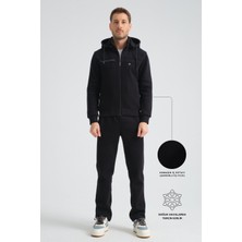 Siyah Erkek Premium Kışlık Eşofman Takımı Regular Kapüşonlu L