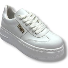 Şanzelize K16-26 Cilt Deri Yüksek Anatomik Taban Bağcıklı Kadın Sneaker