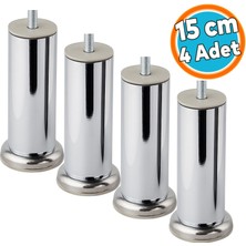 Nzb Metal Kalın 51 mm Mobilya Ayağı Dayanıklı Koltuk Kanepe Tv Ünitesi M8 Civata Krom 15 cm 4 Adet