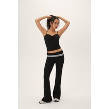 F21 Çizgili Katlanabilir Flare Tayt