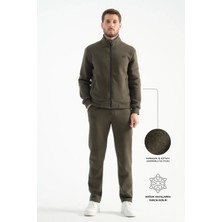 Haki Deluxe Kışlık Erkek Eşofman Takımı Dikiş Detaylı Regular Kalıp 3xl