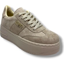 Şanzelize K16-26 Süet Deri Yüksek Anatomik Taban Bağcıklı Kadın Sneaker