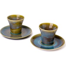 Neptune Marbling Kum Dalgası Duble Kahve Fincanı- Ikili