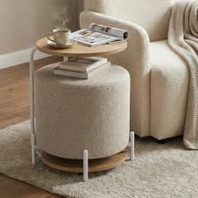 Vilinze Çok Amaçlı Metal C Sehpa Teddy Puf Seti