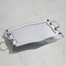 Nehir Zincir Ayaklı Sade Çelik Çay Tepsi