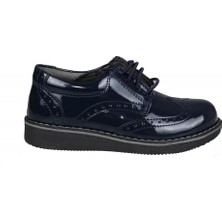 Bücür Ortopedi 3070 Kız Çocuk Kundura Lacivert Suni Deri ve PVC Taban ile Rahat Kullanım