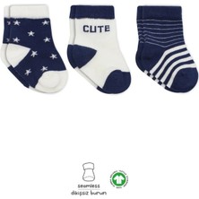 Epilons Mey Ithalat® 3'lü Penye Cute Stars Soket Çorap BS10115 Lacivert