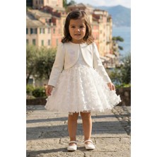 Pamina Kız Bebek 3D Kelebek Ceketli Elbise 6-24 Ay Ekru