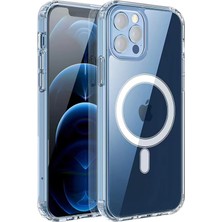 Büşra Ayhan Apple iPhone 13 Pro Max Kılıf Magsafe Şarj Özellikli Şeffaf Sert Pc Bsay Embos Kapak-Renksiz