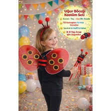 Toyfest Uğur Böceği Kostüm Seti (Kanat+Taç+Asa) Tül Kanatlar Çocuk | 3-8 Yaş Arası Için Uygundur