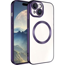 Büşra Ayhan iPhone 15 Plus Uyumlu Magsafe Wireless Şarj Özellikli Bsay Setro Silikon-Derin Mor