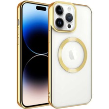 Büşra Ayhan iPhone 14 Pro Max Uyumlu Magsafe Wireless Şarj Özellikli Bsay Setro Silikon-Gold