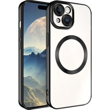 Büşra Ayhan Apple iPhone 15 Kılıf Magsafe Wireless Şarj Özellikli Bsay Setro Silikon-Siyah
