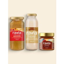 Ravla 3'lü Ürün - Badem İçeceği Konsantresi - 250g/ Salgı Balı (Meşe Kaynaklı) - 250g / Altın Karışım - 140g