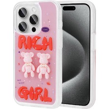 Büşra Ayhan Apple iPhone 15 Pro Kılıf Kabartma Figürlü Parlak Bsay Minimini Silikon Kapak-Kırmızı