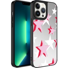 Büşra Ayhan Apple iPhone 13 Pro Max Kılıf Aynalı Desenli Kamera Korumalı Parlak Bsay Mirror Kapak-Yıldız