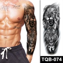 Gerçekci Vahşi Doga Kaplan Aslan  Realistic Geçici Dövme Tattoo Tamkol Bacak