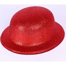 Epilons Mey Ithalat® Kırmızı Renk Yuvarlak Simli Plastik Parti Şapkası
