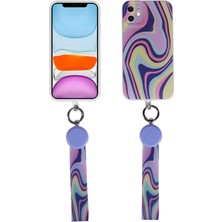 Büşra Ayhan iPhone 11 Uyumlu Desenli El Askılı Ipli Bsay Arte Silikon Kapak-No3