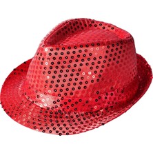 Akinco Disko Kırmızı Payetli Fötr Şapka Yetişkin Boy