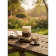 Mete Mum Kahve Çekirdekli Kütük Mum 420 gr – Dekoratif Doğal Görünümlü Ortam Kokulu Şık Tasarım Mum