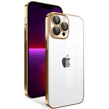 Büşra Ayhan Apple iPhone 13 Pro Kılıf Kamera Korumalı Renkli Çerçeveli Bsay Garaj Kapak-Gold