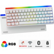Sarftech K68PRO Türkçe Q Beyaz 68 Tuş Rgb Mekanik Hot Swap App Uygulamalı Red Switch Gaming Oyuncu Klavyesi