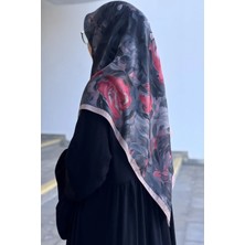 Ande Tesettür Floral Desen Pamuk Eşarp - Bordo