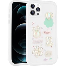 Büşra Ayhan Apple iPhone 13 Pro Kılıf Kabartma Figürlü Parlak Bsay Toys Silikon Kapak-Beyaz