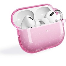 Büşra Ayhan Airpods Pro 2 Uyumlu Bsay Allstar Airbag 32 Parlayan Simli Saydam Renkli Kılıf-Pembe