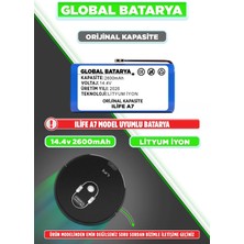 Global Batarya Ilıfe A7 Uyumlu Akıllı Robot Süpürge Bataryası 14.4V 2600MAH Li-Ion Pil (Orijinal Kapasite)