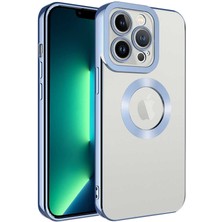 Büşra Ayhan iPhone 12 Pro Max Uyumlu Kamera Korumalı Logo Gösteren Bsay Omega Kapak-Mavi Açık