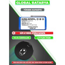 Global Batarya Ilıfe A7 Uyumlu Akıllı Robot Süpürge Bataryası 14.4V 3200MAH Li-Ion Pil (Yüksek Kapasite)