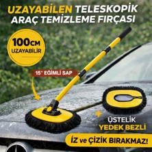 Polham Yedek Bezli 100CM Uzayabilen Teleskopik Saplı Kuru Islak Araç Temizleme Fırçası, Iz ve Çizik Bırakmaz