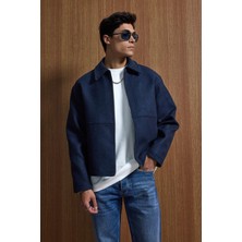 Abluka Online Erkek Relax Fit Premium Kaşe Ceket Kaban Lacivert