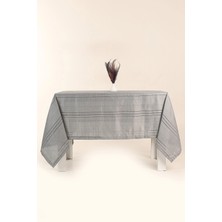 Çeyiz Merkezi Çizgili Masa Örtüsü 160X220 - Gri