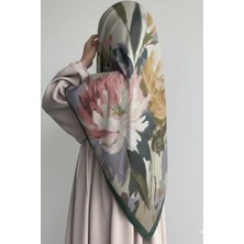 Ande Tesettür Garden Desen Pamuk Eşarp - Yeşil
