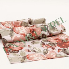 LOOM & LAUREL Jakarlı Dokuma Dekoratif Runner 45 x 140 cm Kiremit Renkli Çiçekli