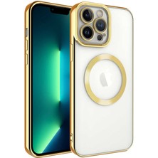 Büşra Ayhan iPhone 13 Pro Max Kılıf Magsafe Wireless Şarj Özellikli Bsay Setro Silikon-Gold