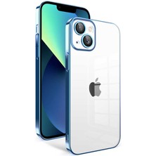 Büşra Ayhan Apple iPhone 13 Kılıf Kamera Korumalı Renkli Çerçeveli Bsay Garaj Kapak-Mavi Açık