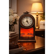 LED Işıklı Eskitme Şömine Saat Romen Rakamlı USB ve Pilli Dekoratif Masa Saati,hediyelik