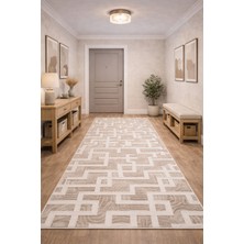 Babil Home Kaymaz Tabanlı Kesme  Salon Koridor Mutfak Yatak Odası Halısı 6017 Bej