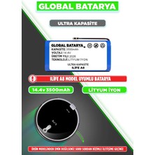 Global Batarya Ilıfe A8 Uyumlu Akıllı Robot Süpürge Bataryası 14.4V 3500MAH Li-Ion Pil (Ultra Kapasite)